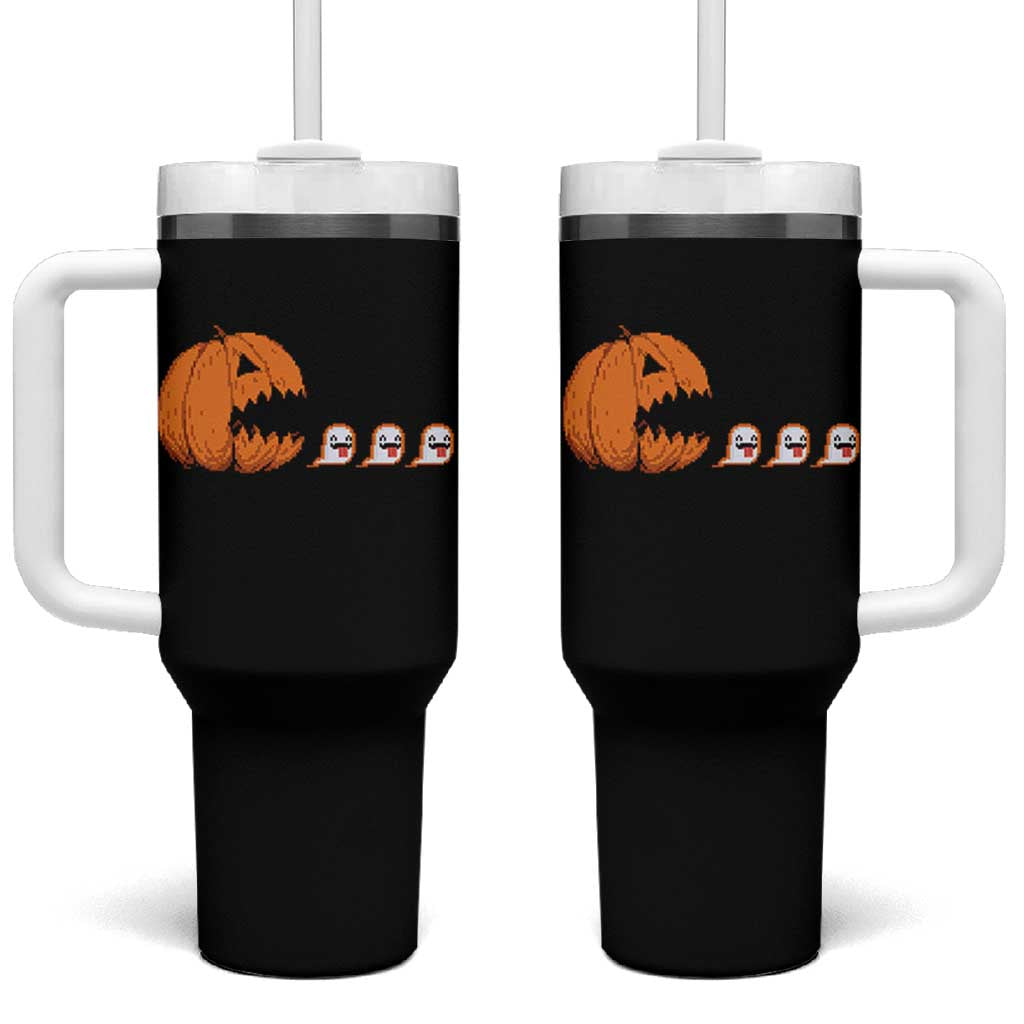 Funny Halloween Gamer Video Gaming Pumpkin Ghost Tumbler With Handle - Wonder Print Shop