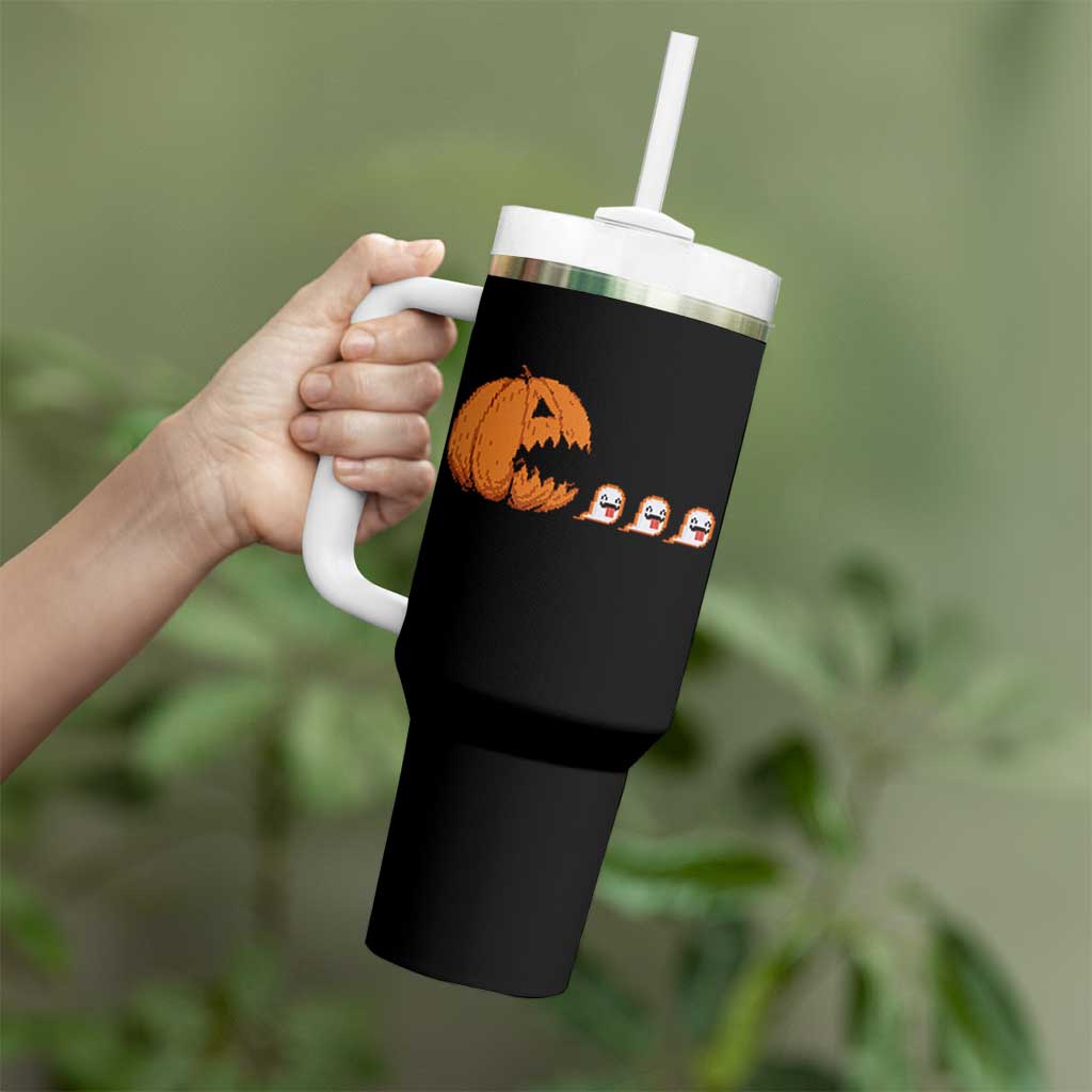 Funny Halloween Gamer Video Gaming Pumpkin Ghost Tumbler With Handle - Wonder Print Shop