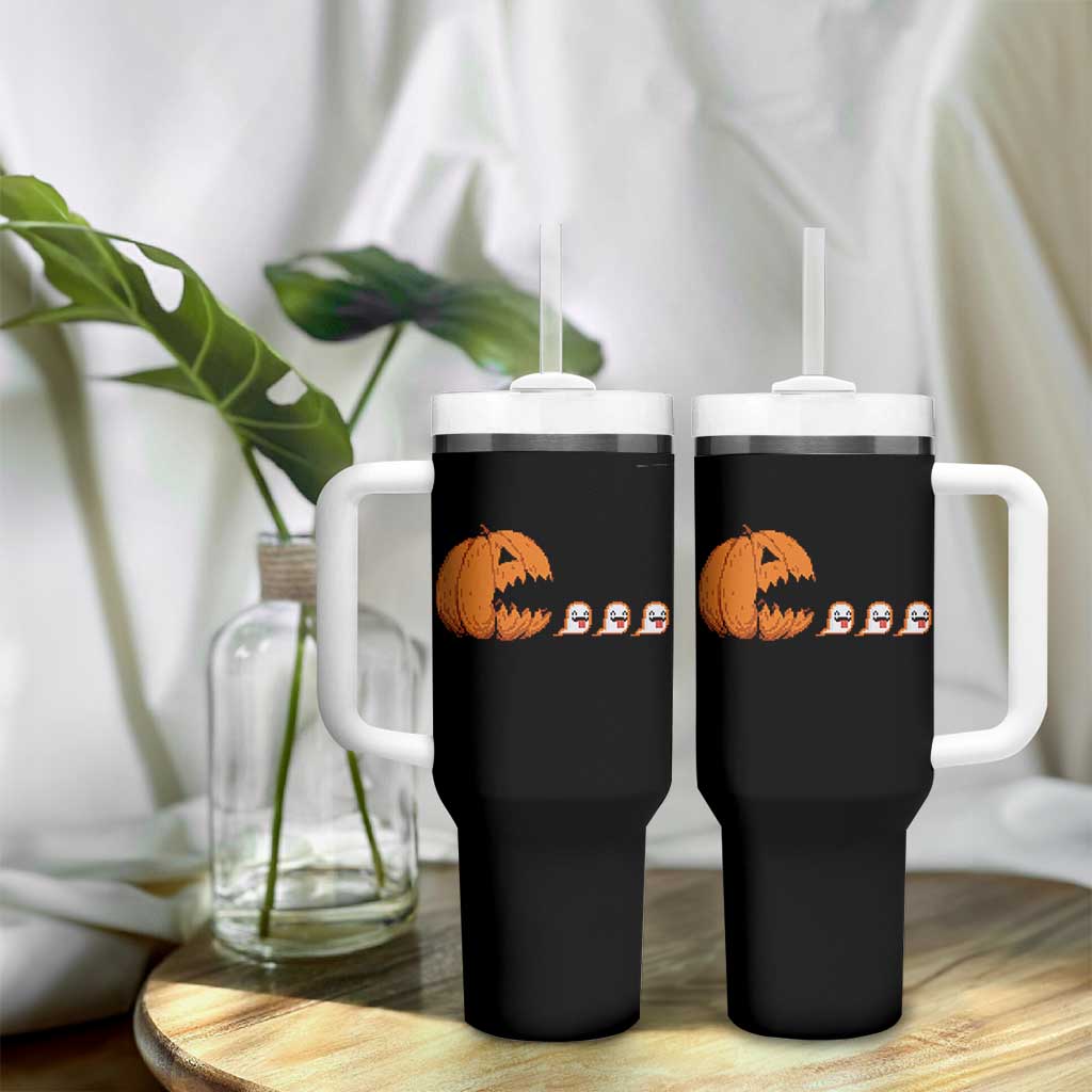 Funny Halloween Gamer Video Gaming Pumpkin Ghost Tumbler With Handle - Wonder Print Shop