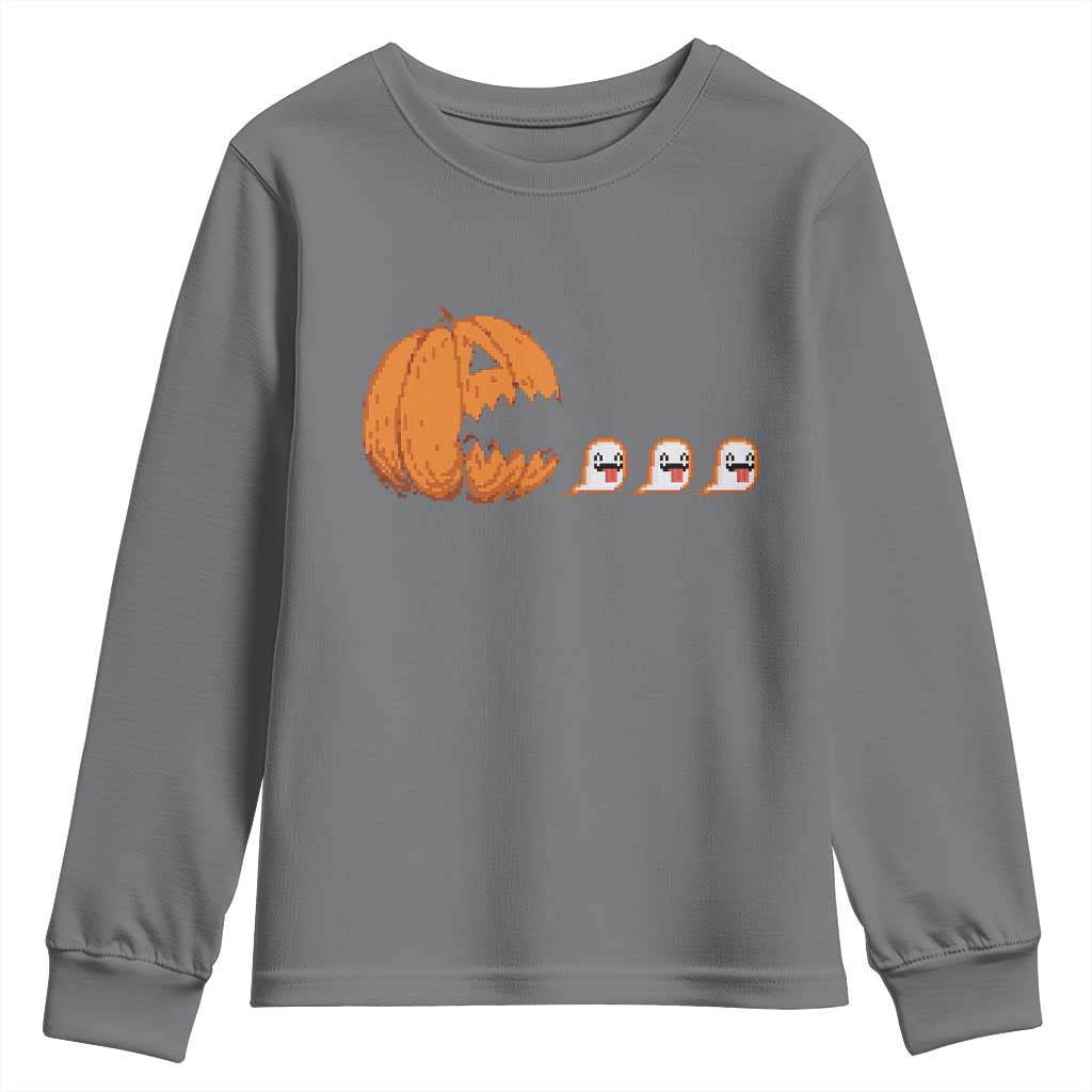 Funny Halloween Gamer Video Gaming Pumpkin Ghost Youth Sweatshirt - Wonder Print Shop