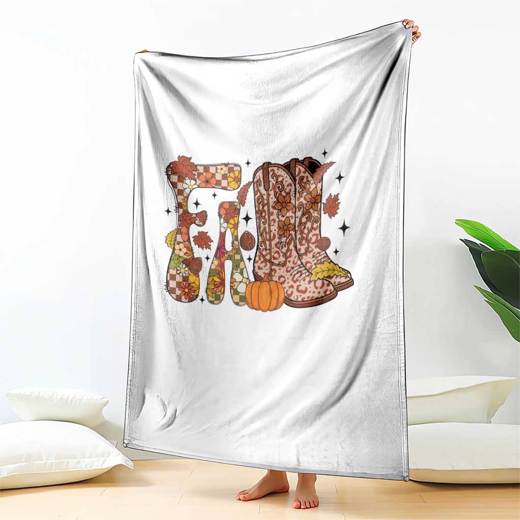 Cowboy Fall Season Thanksgiving Western Boots Pumpkin Throw Blanket - Wonder Print Shop