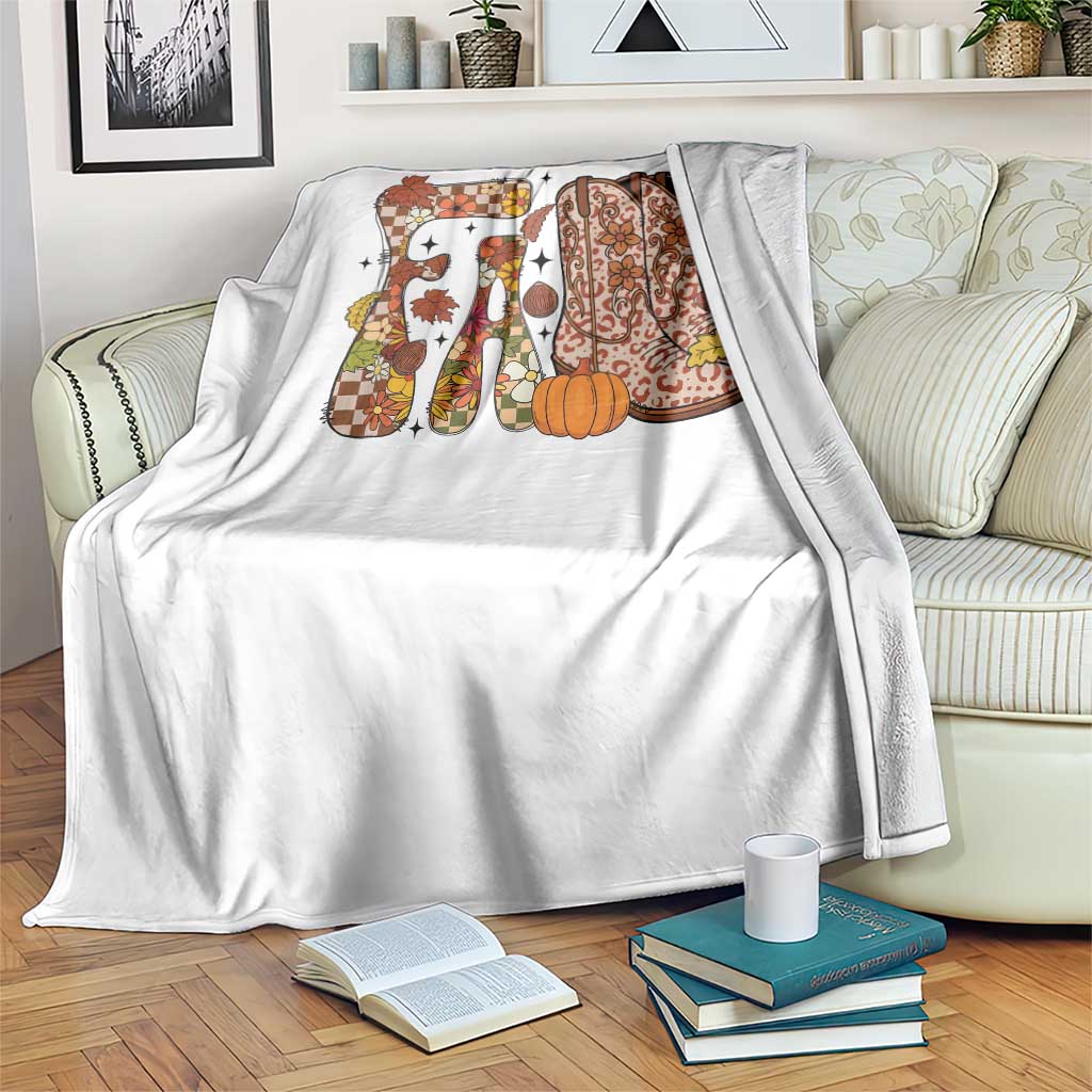 Cowboy Fall Season Thanksgiving Western Boots Pumpkin Throw Blanket - Wonder Print Shop