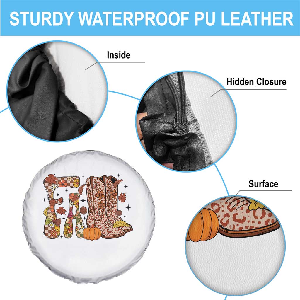 Cowboy Fall Season Thanksgiving Western Boots Pumpkin Spare Tire Cover - Wonder Print Shop