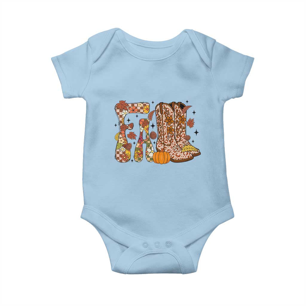 Cowboy Fall Season Thanksgiving Western Boots Pumpkin Baby Onesie - Wonder Print Shop