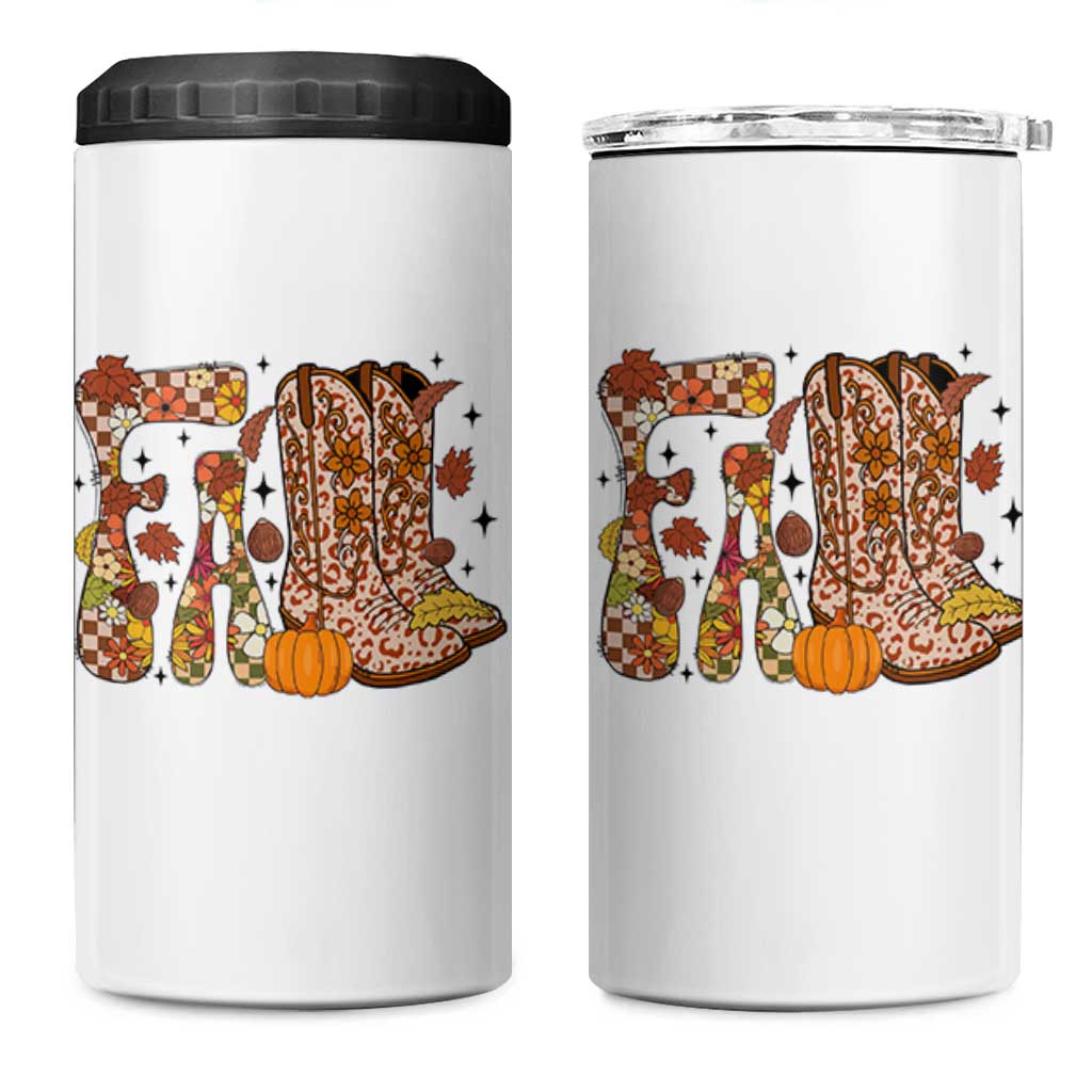 Cowboy Fall Season Thanksgiving Western Boots Pumpkin 4 in 1 Can Cooler Tumbler - Wonder Print Shop