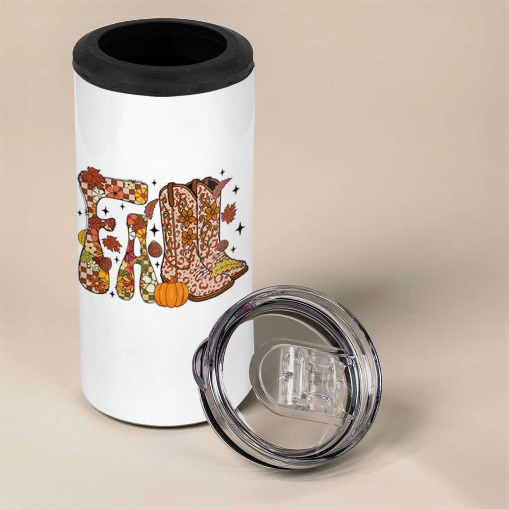 Cowboy Fall Season Thanksgiving Western Boots Pumpkin 4 in 1 Can Cooler Tumbler - Wonder Print Shop