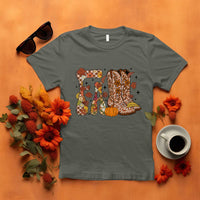 Cowboy Fall Season Thanksgiving Western Boots Pumpkin T Shirt - Wonder Print Shop