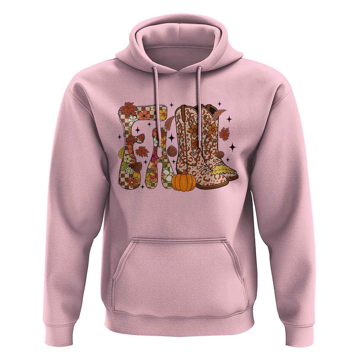 Cowboy Fall Season Thanksgiving Western Boots Pumpkin Hoodie - Wonder Print Shop