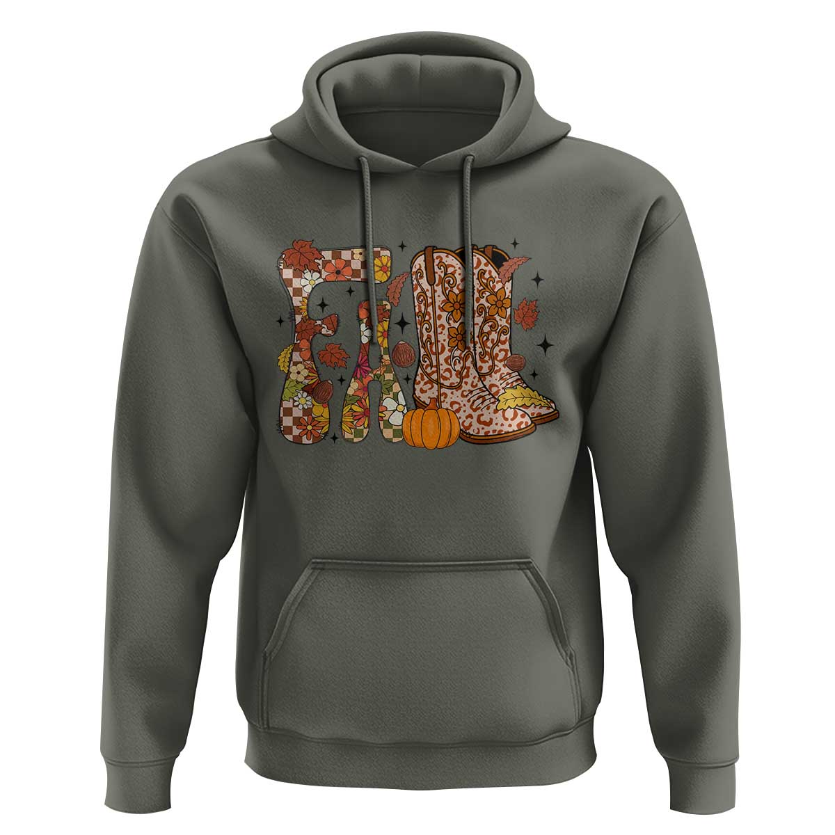 Cowboy Fall Season Thanksgiving Western Boots Pumpkin Hoodie - Wonder Print Shop