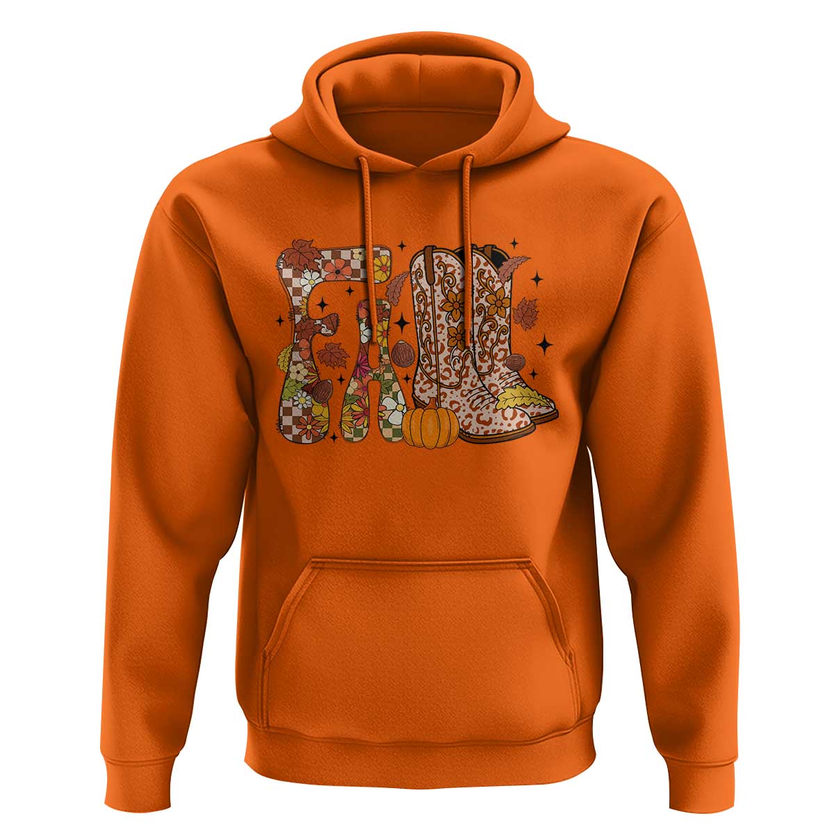 Cowboy Fall Season Thanksgiving Western Boots Pumpkin Hoodie - Wonder Print Shop