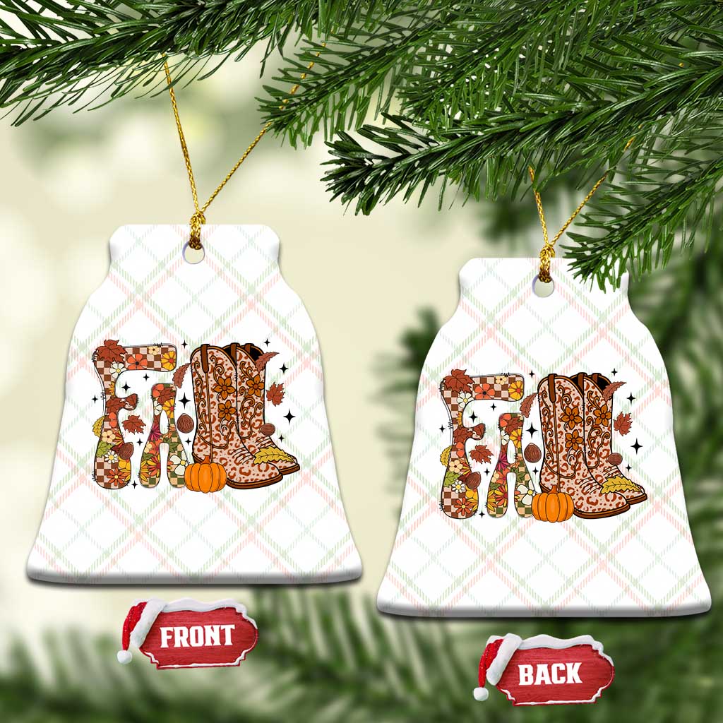 Cowboy Fall Season Thanksgiving Western Boots Pumpkin Ceramic Ornament - Wonder Print Shop