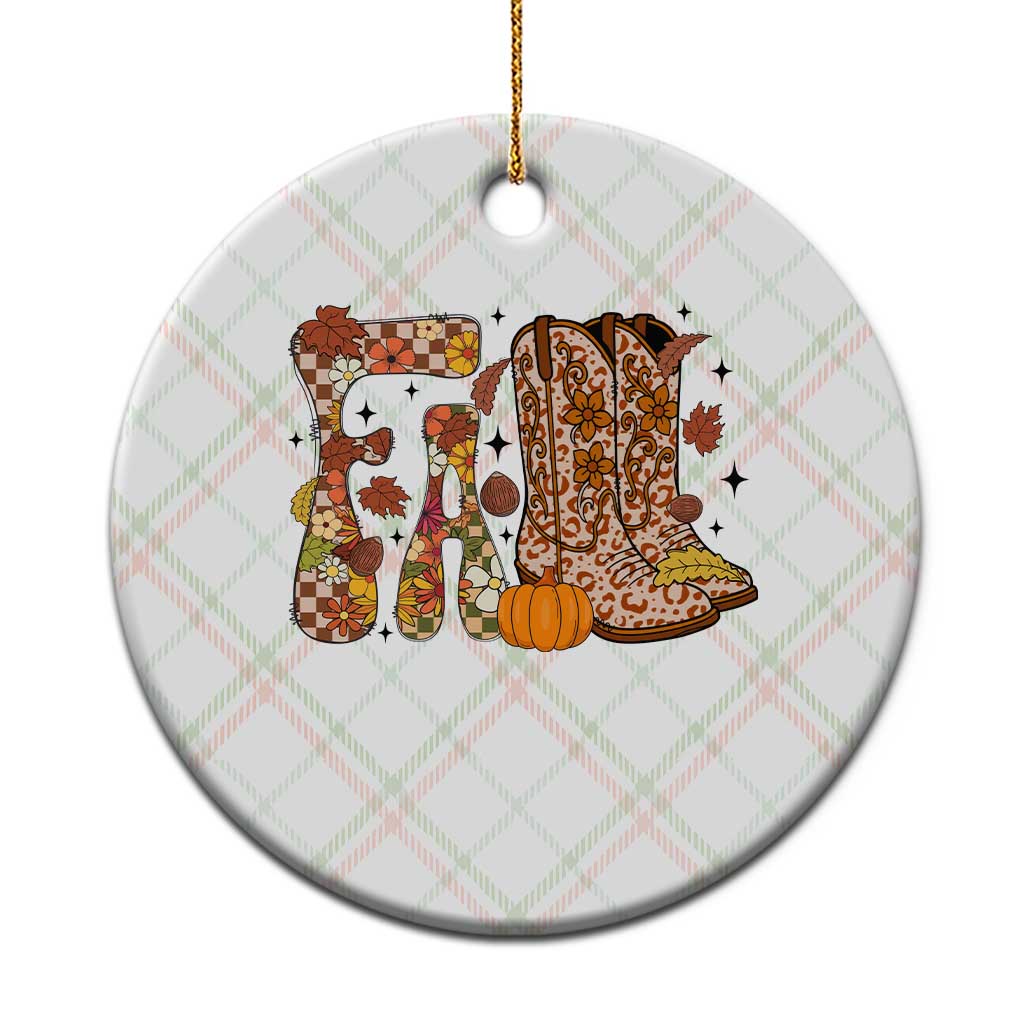 Cowboy Fall Season Thanksgiving Western Boots Pumpkin Ceramic Ornament - Wonder Print Shop