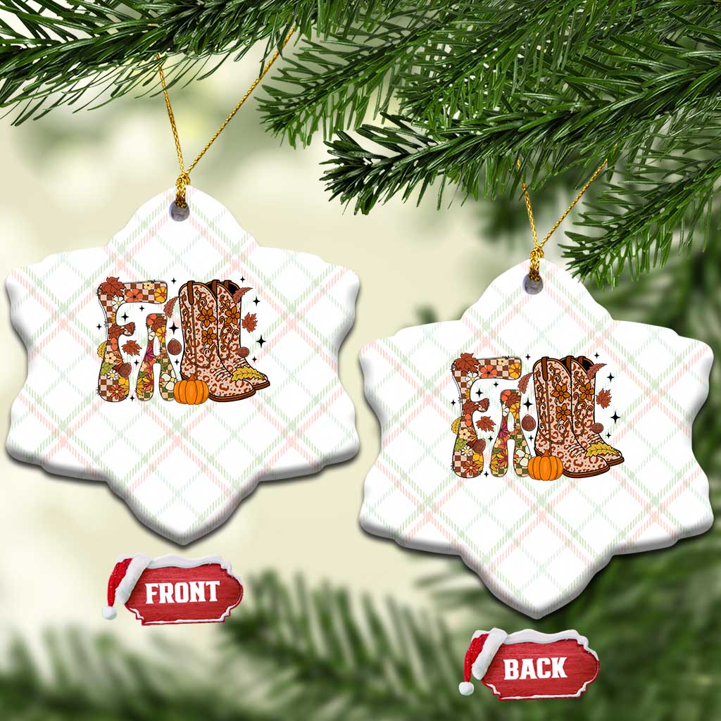 Cowboy Fall Season Thanksgiving Western Boots Pumpkin Ceramic Ornament - Wonder Print Shop