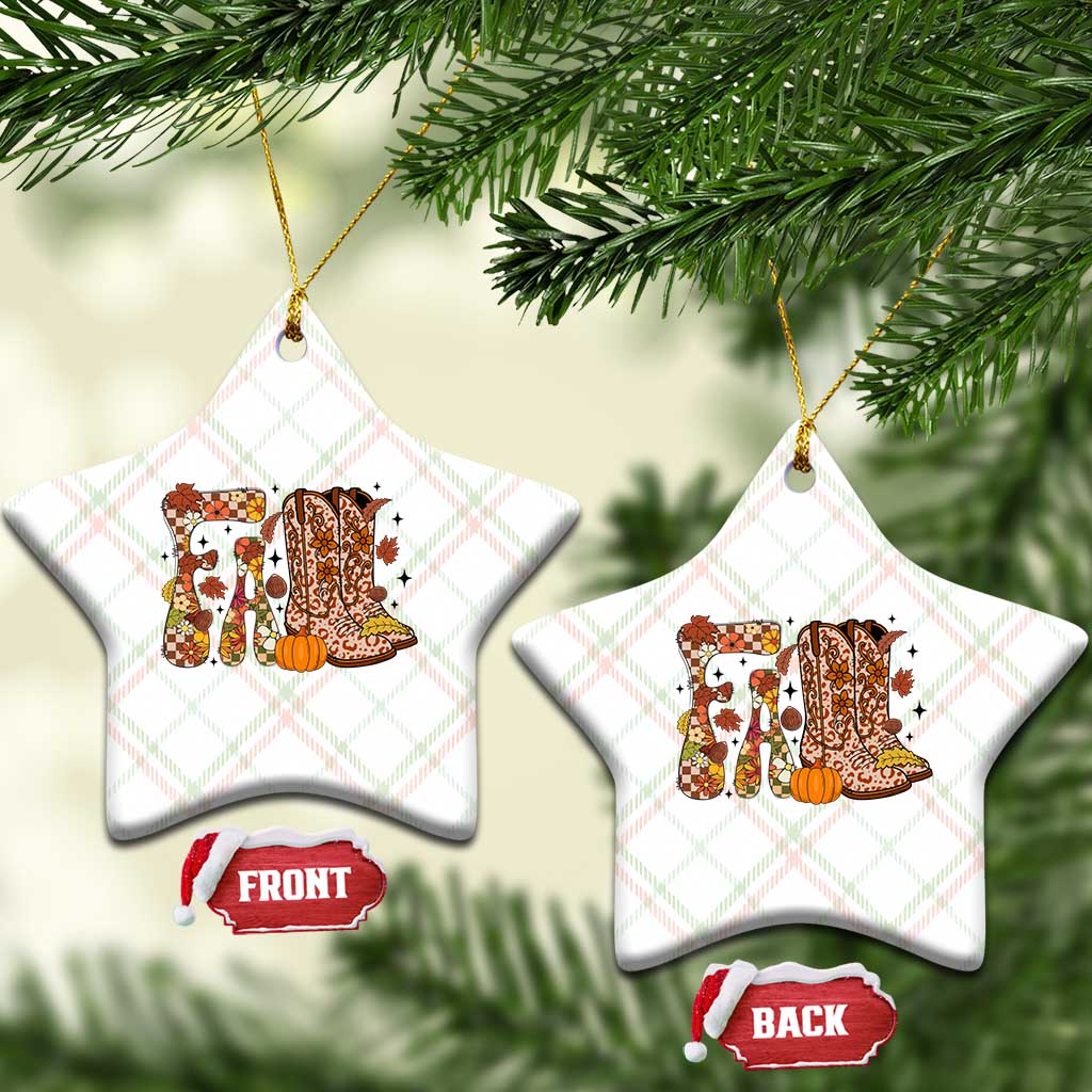 Cowboy Fall Season Thanksgiving Western Boots Pumpkin Ceramic Ornament - Wonder Print Shop