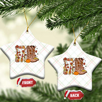 Cowboy Fall Season Thanksgiving Western Boots Pumpkin Ceramic Ornament - Wonder Print Shop