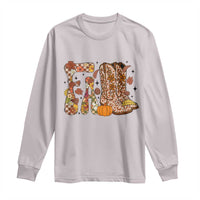 Cowboy Fall Season Thanksgiving Western Boots Pumpkin Long Sleeve Shirt - Wonder Print Shop