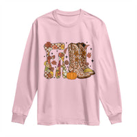 Cowboy Fall Season Thanksgiving Western Boots Pumpkin Long Sleeve Shirt - Wonder Print Shop