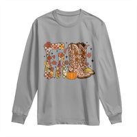 Cowboy Fall Season Thanksgiving Western Boots Pumpkin Long Sleeve Shirt - Wonder Print Shop
