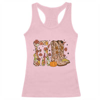 Cowboy Fall Season Thanksgiving Western Boots Pumpkin Racerback Tank Top - Wonder Print Shop