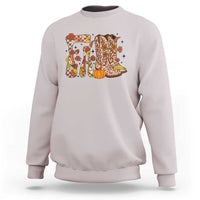 Cowboy Fall Season Thanksgiving Western Boots Pumpkin Sweatshirt - Wonder Print Shop