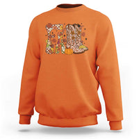 Cowboy Fall Season Thanksgiving Western Boots Pumpkin Sweatshirt - Wonder Print Shop