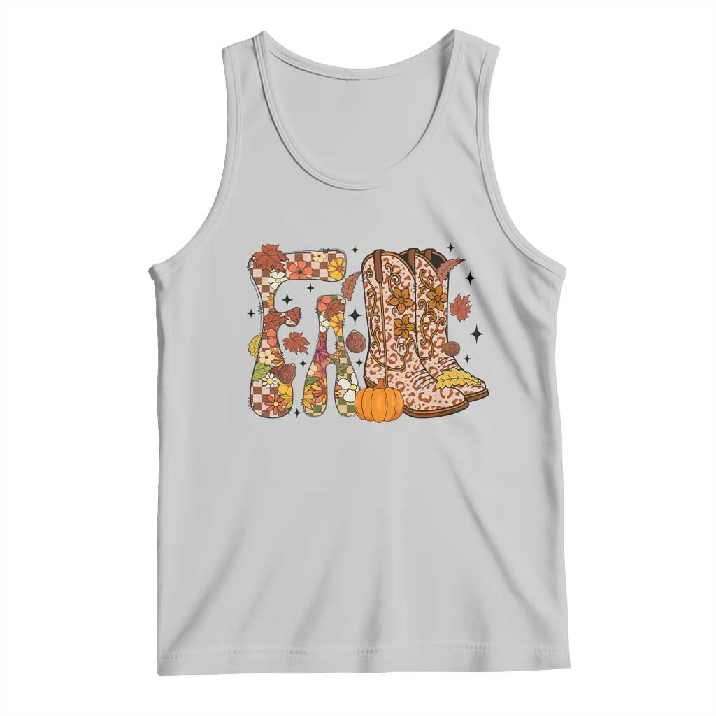 Cowboy Fall Season Thanksgiving Western Boots Pumpkin Tank Top - Wonder Print Shop