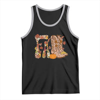 Cowboy Fall Season Thanksgiving Western Boots Pumpkin Tank Top - Wonder Print Shop
