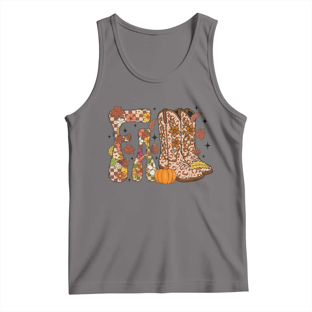 Cowboy Fall Season Thanksgiving Western Boots Pumpkin Tank Top - Wonder Print Shop