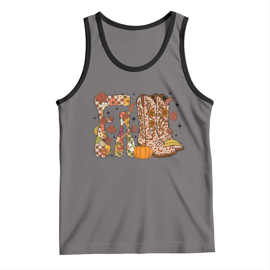 Cowboy Fall Season Thanksgiving Western Boots Pumpkin Tank Top - Wonder Print Shop