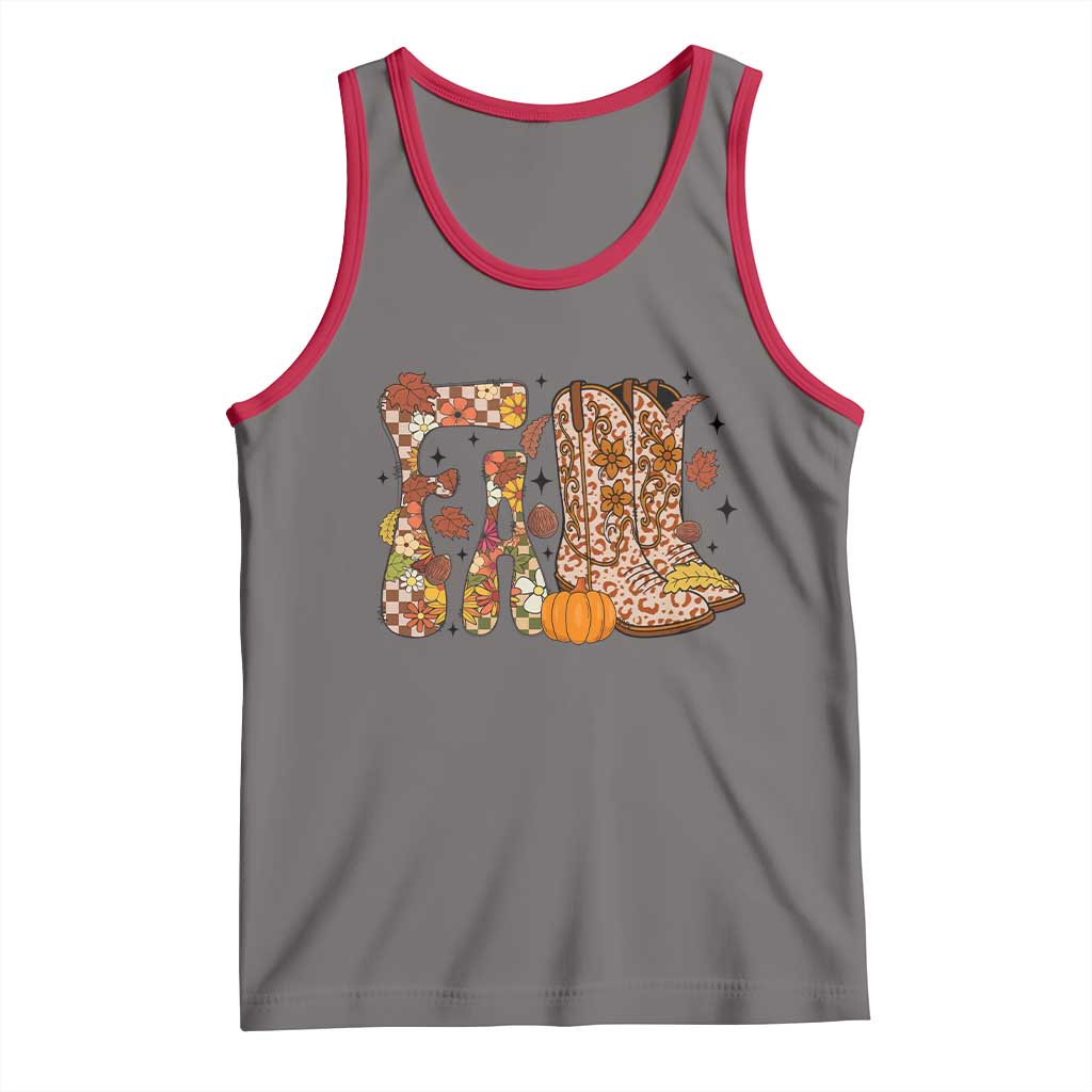 Cowboy Fall Season Thanksgiving Western Boots Pumpkin Tank Top - Wonder Print Shop