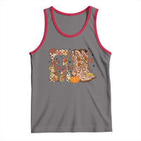 Cowboy Fall Season Thanksgiving Western Boots Pumpkin Tank Top - Wonder Print Shop