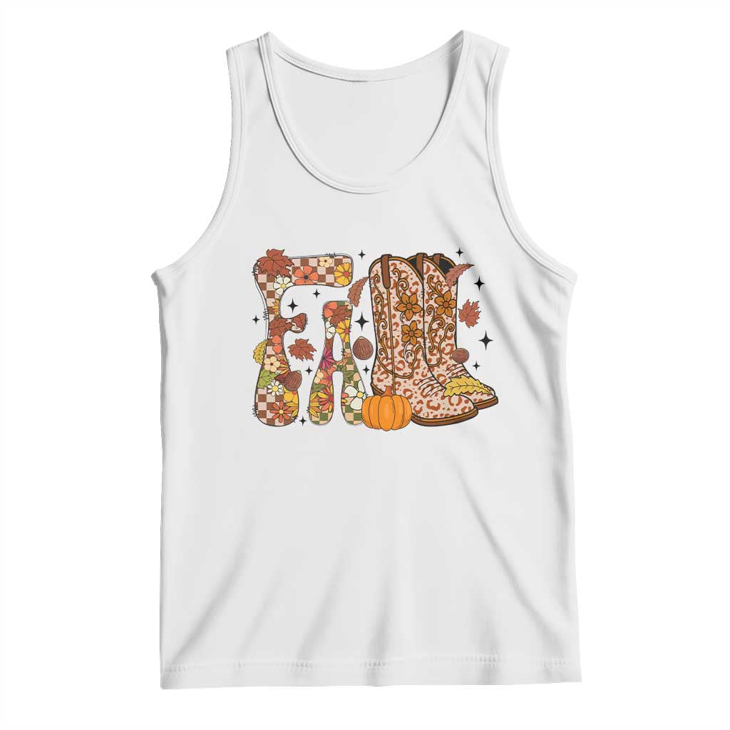 Cowboy Fall Season Thanksgiving Western Boots Pumpkin Tank Top - Wonder Print Shop