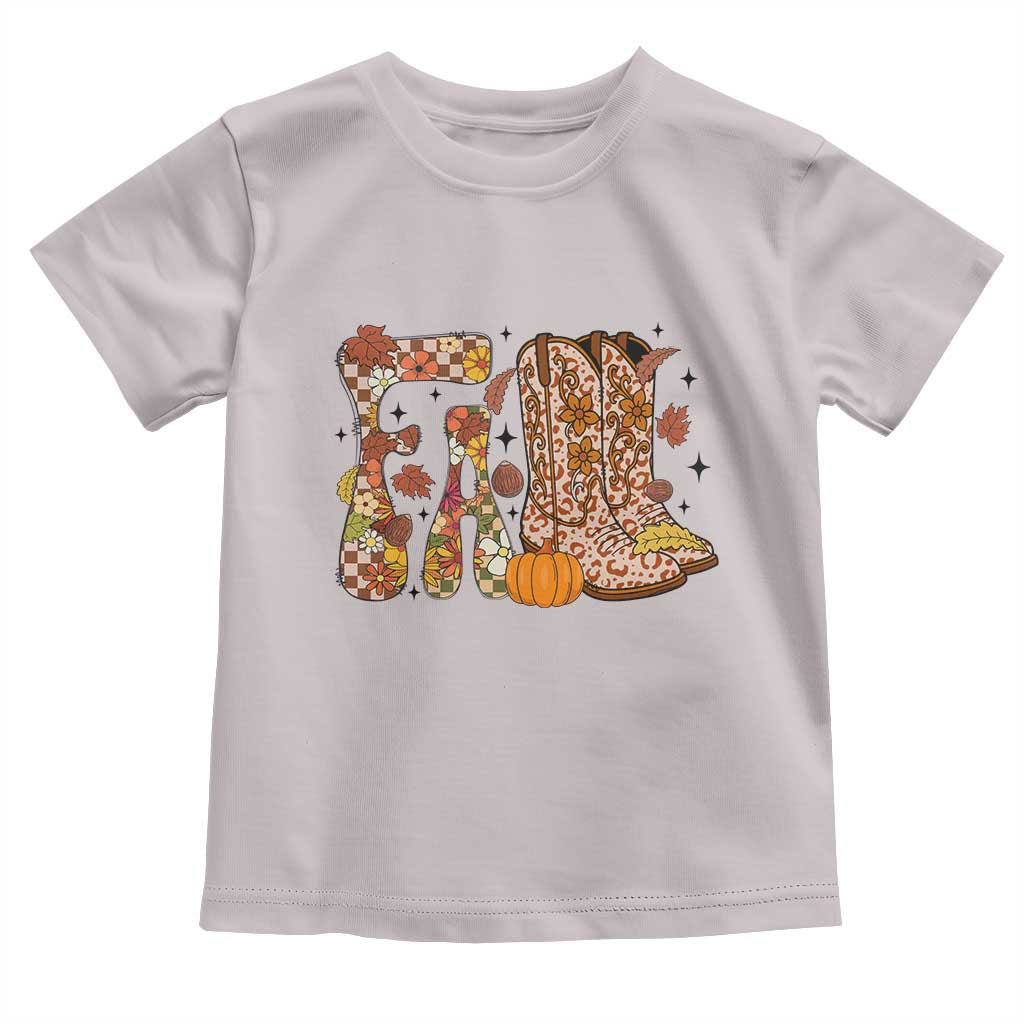 Cowboy Fall Season Thanksgiving Western Boots Pumpkin Toddler T Shirt - Wonder Print Shop