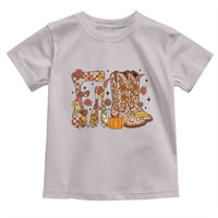 Cowboy Fall Season Thanksgiving Western Boots Pumpkin Toddler T Shirt - Wonder Print Shop