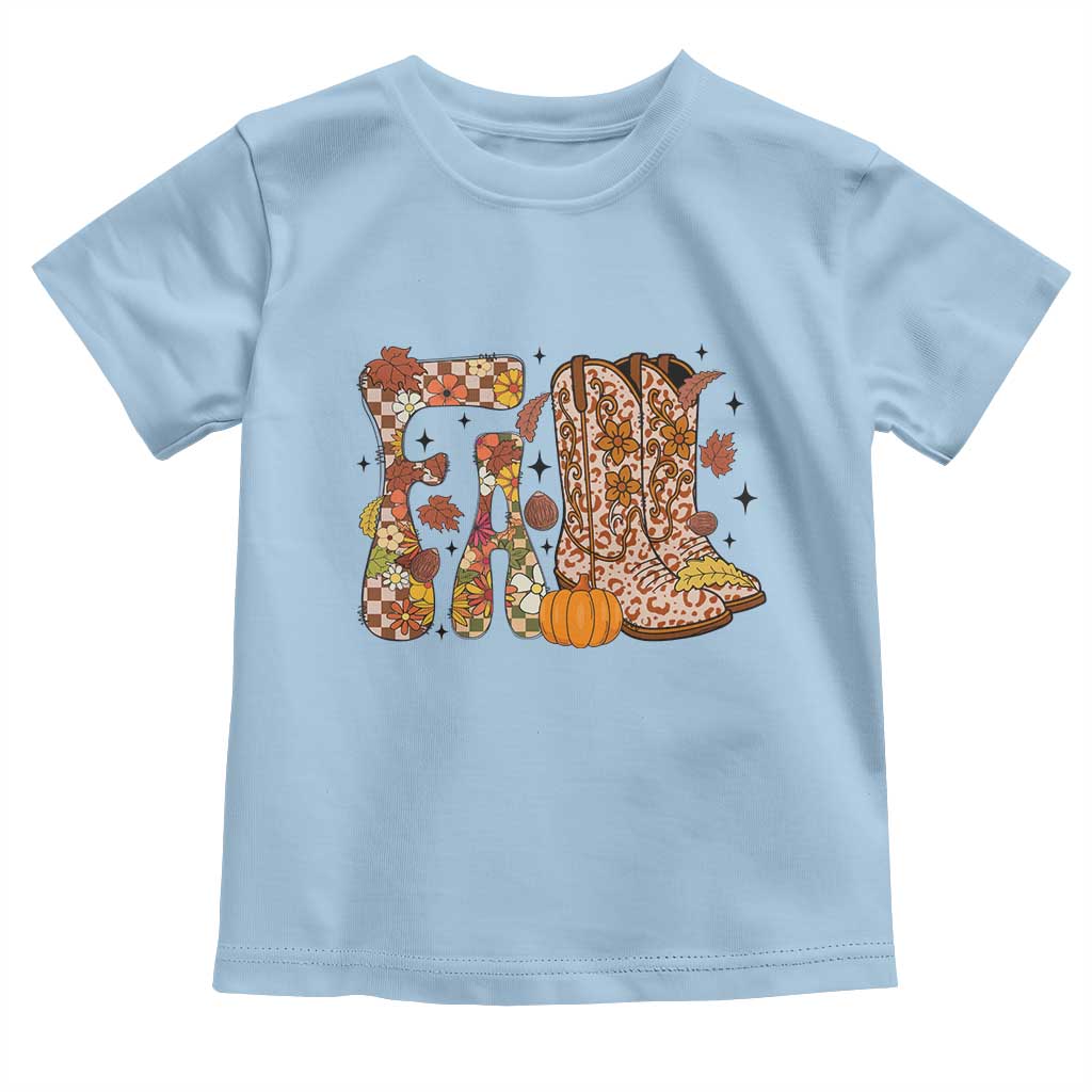Cowboy Fall Season Thanksgiving Western Boots Pumpkin Toddler T Shirt - Wonder Print Shop