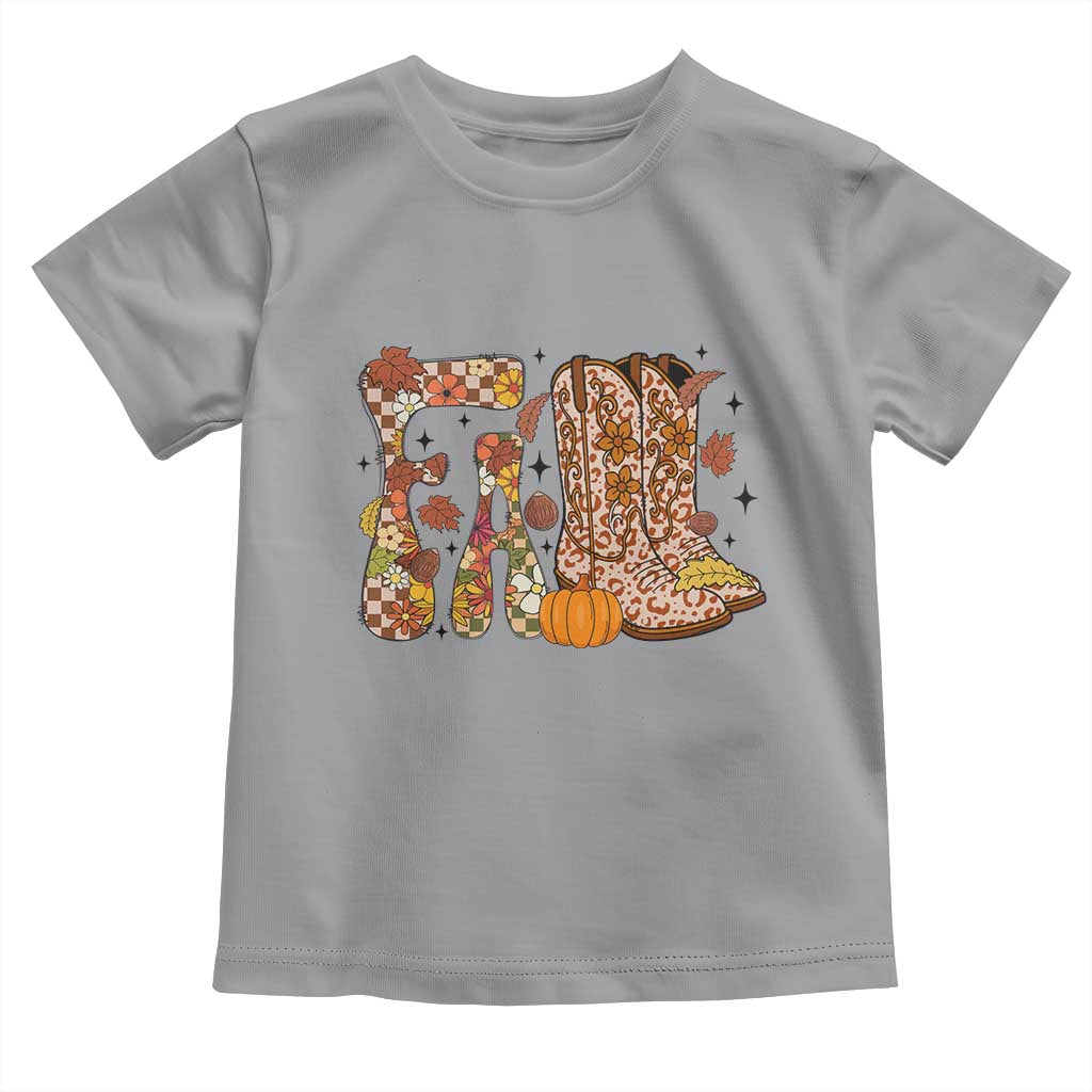 Cowboy Fall Season Thanksgiving Western Boots Pumpkin Toddler T Shirt - Wonder Print Shop