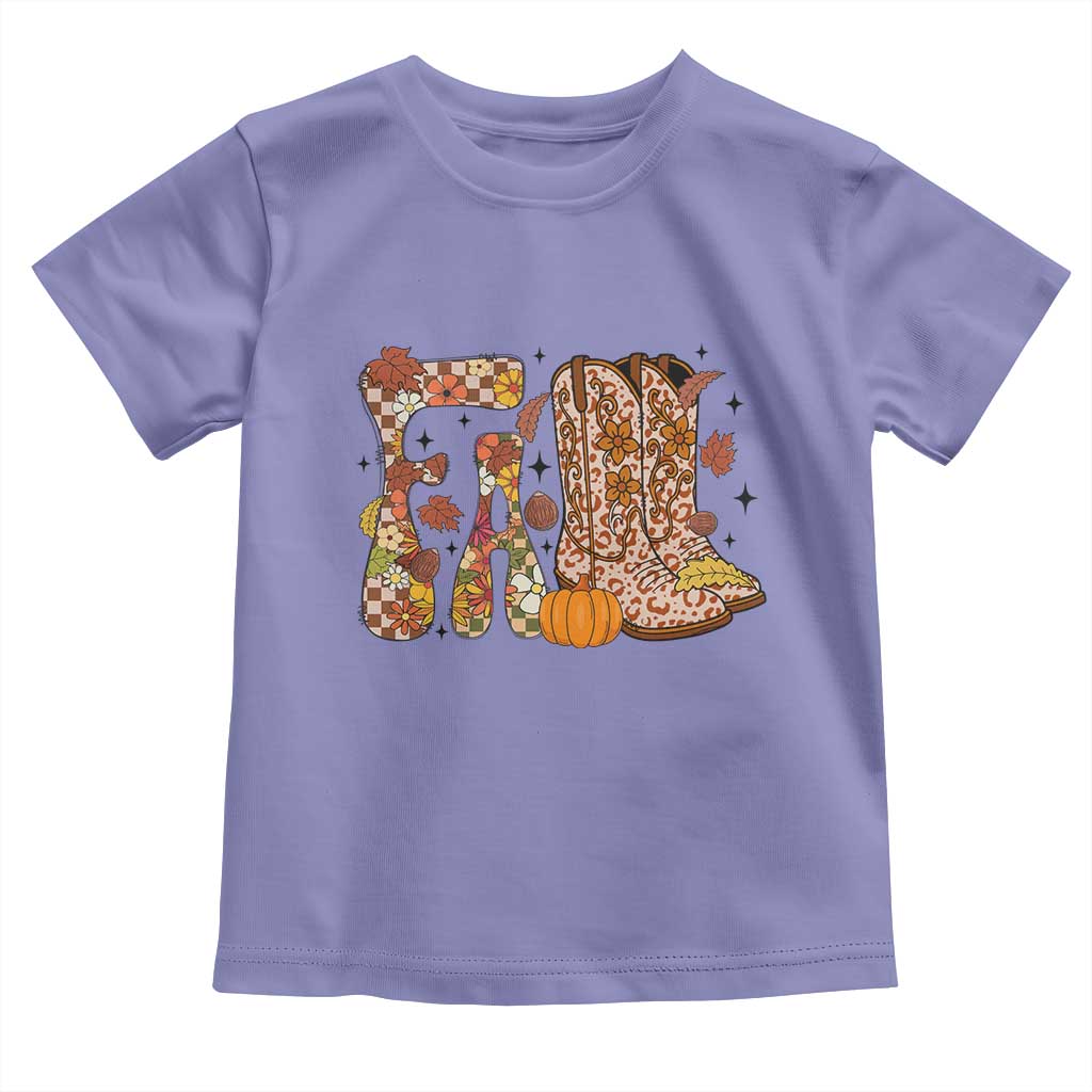 Cowboy Fall Season Thanksgiving Western Boots Pumpkin Toddler T Shirt - Wonder Print Shop