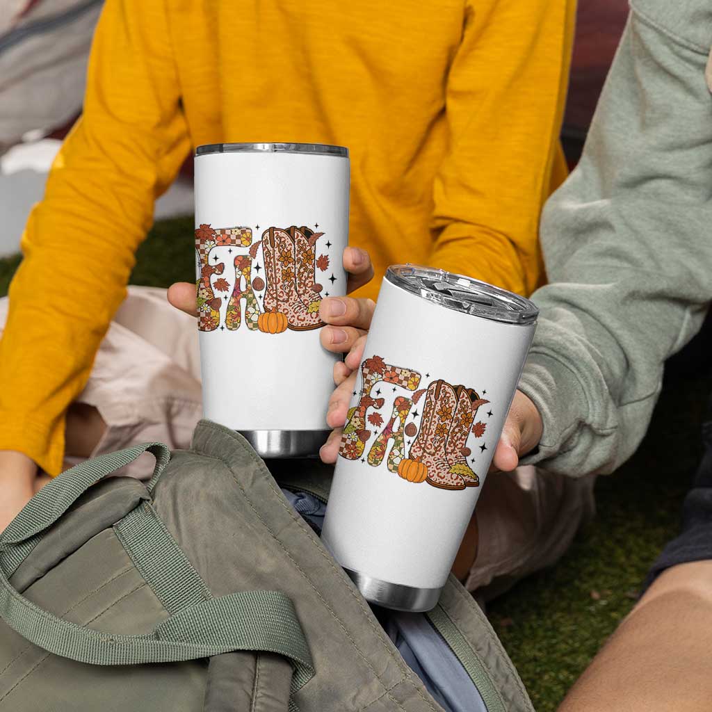 Cowboy Fall Season Thanksgiving Western Boots Pumpkin Tumbler Cup - Wonder Print Shop