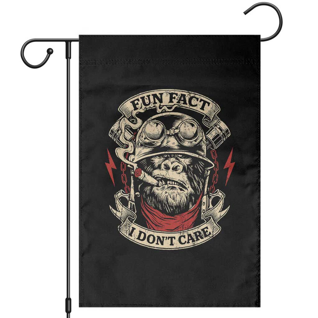 Fun Fact I Dont Care Garden Flag Funny Smoking Gorilla Sarcastic - Wonder Print Shop