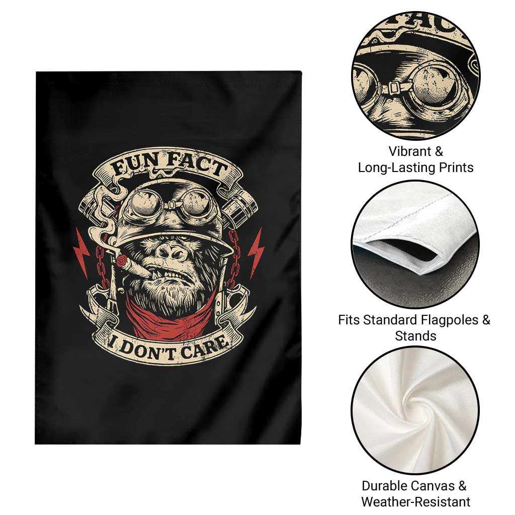 Fun Fact I Dont Care Garden Flag Funny Smoking Gorilla Sarcastic - Wonder Print Shop