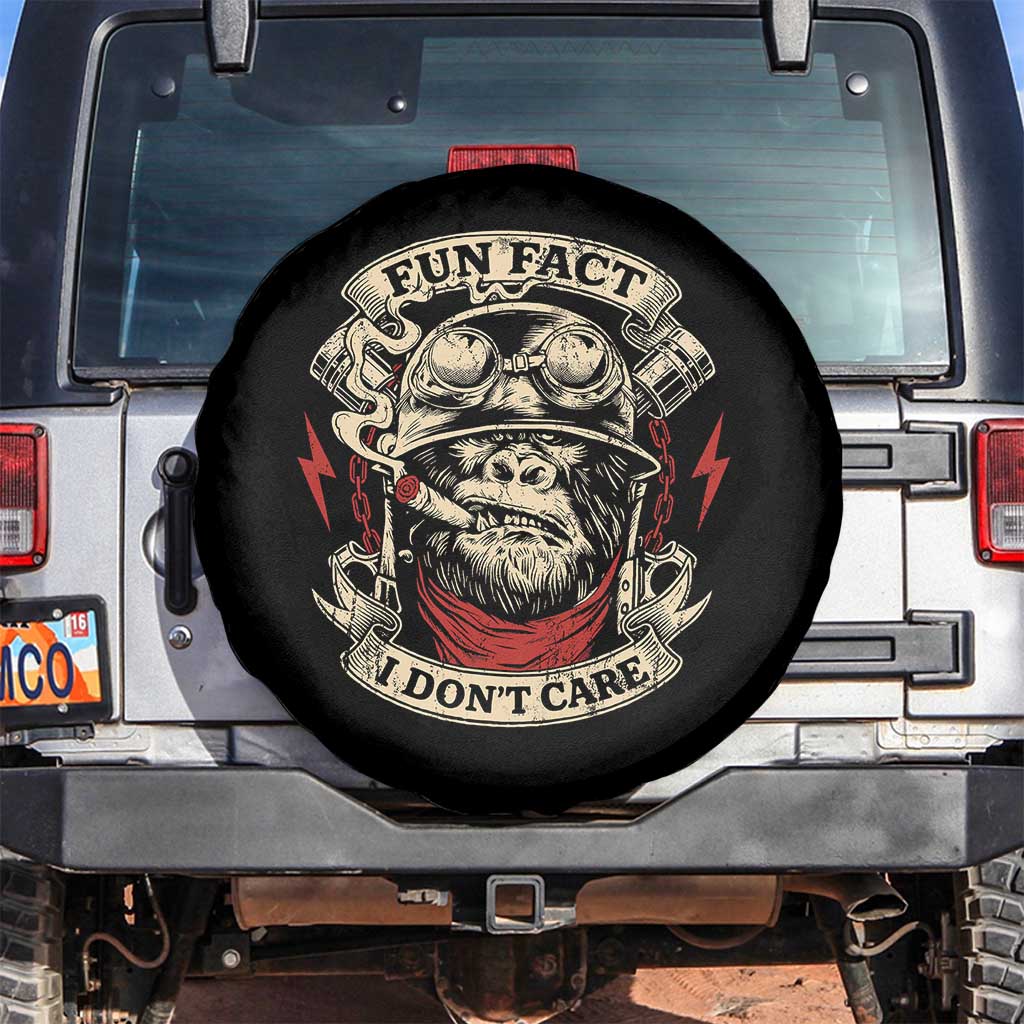 Fun Fact I Dont Care Spare Tire Cover Funny Smoking Gorilla Sarcastic - Wonder Print Shop