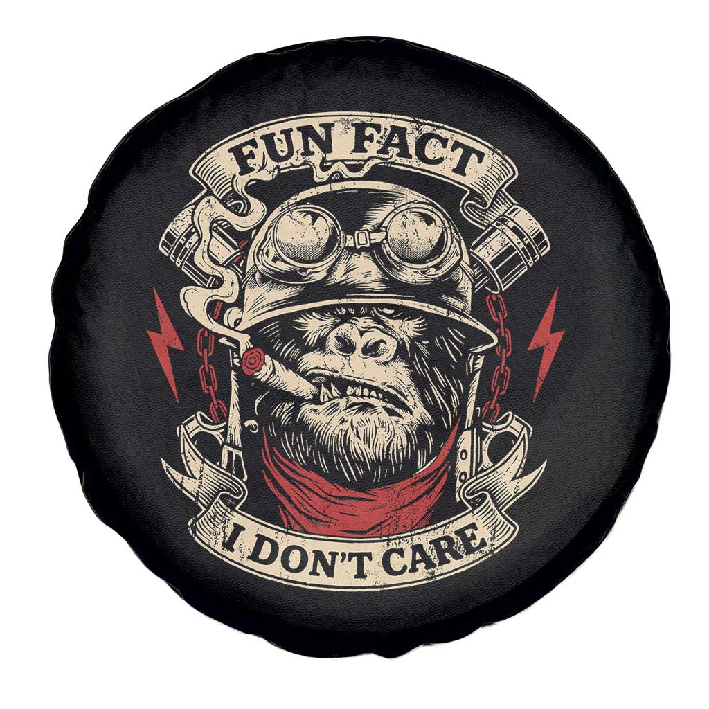 Fun Fact I Dont Care Spare Tire Cover Funny Smoking Gorilla Sarcastic - Wonder Print Shop