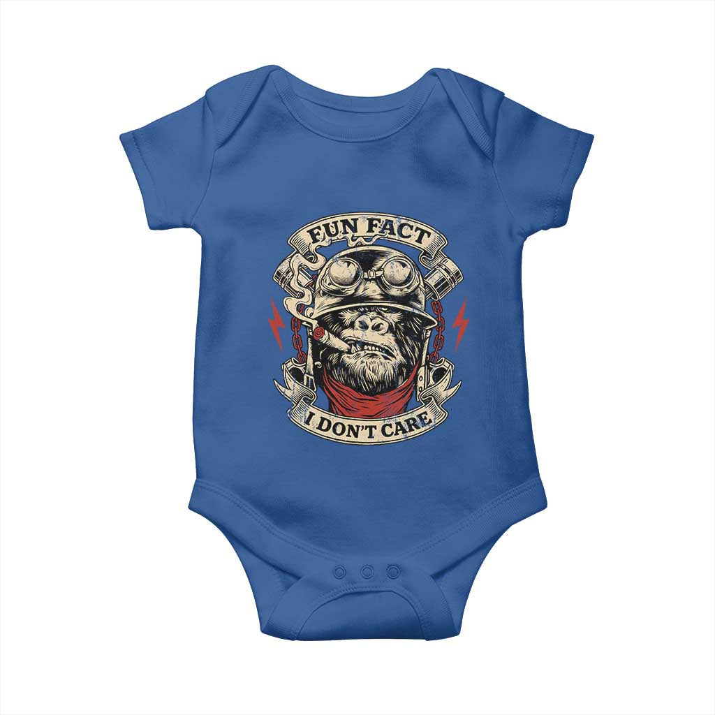 Fun Fact I Dont Care Baby Onesie Funny Smoking Gorilla Sarcastic - Wonder Print Shop