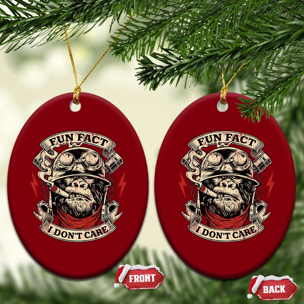 Fun Fact I Dont Care Ceramic Ornament Funny Smoking Gorilla Sarcastic - Wonder Print Shop