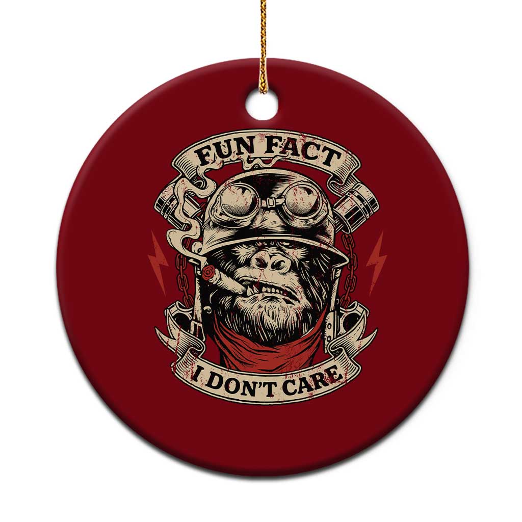 Fun Fact I Dont Care Ceramic Ornament Funny Smoking Gorilla Sarcastic - Wonder Print Shop