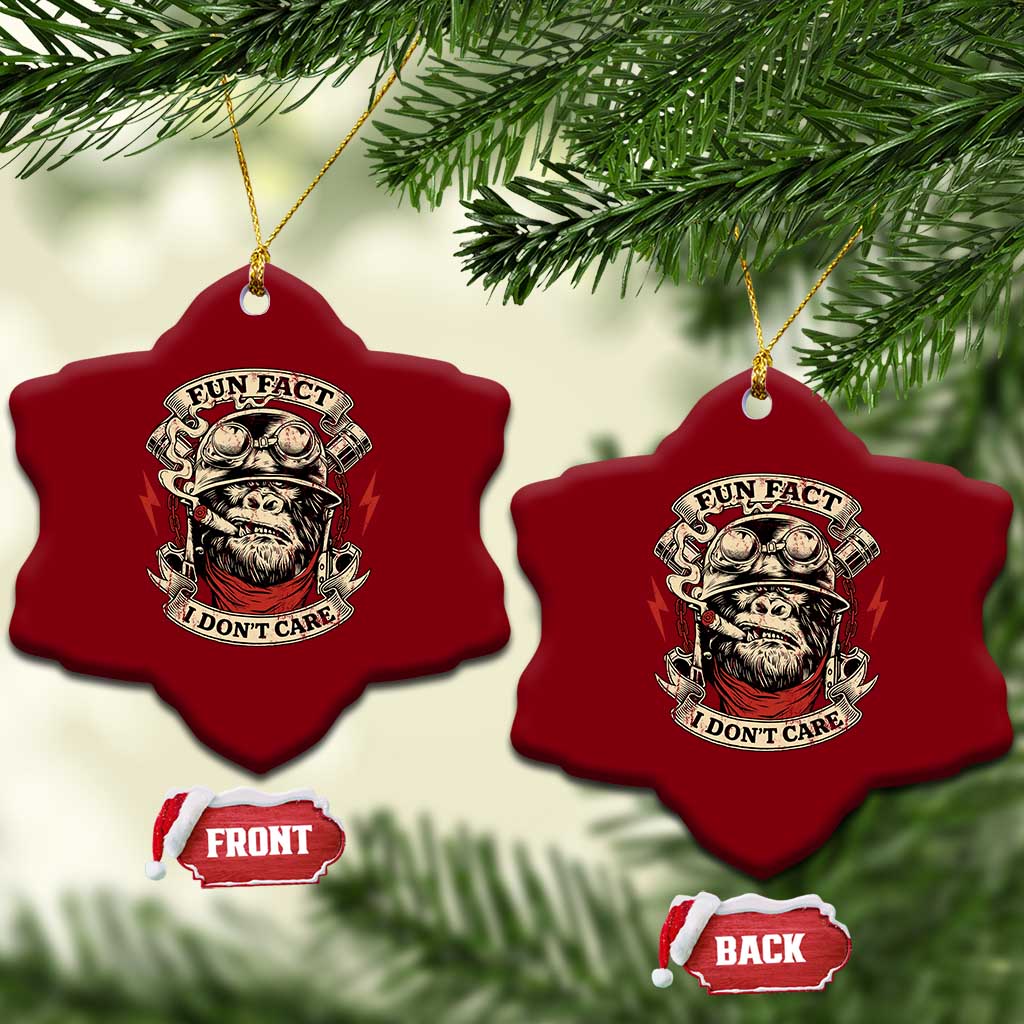 Fun Fact I Dont Care Ceramic Ornament Funny Smoking Gorilla Sarcastic - Wonder Print Shop