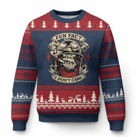 Fun Fact I Dont Care Ugly Christmas Sweater Funny Smoking Gorilla Sarcastic - Wonder Print Shop