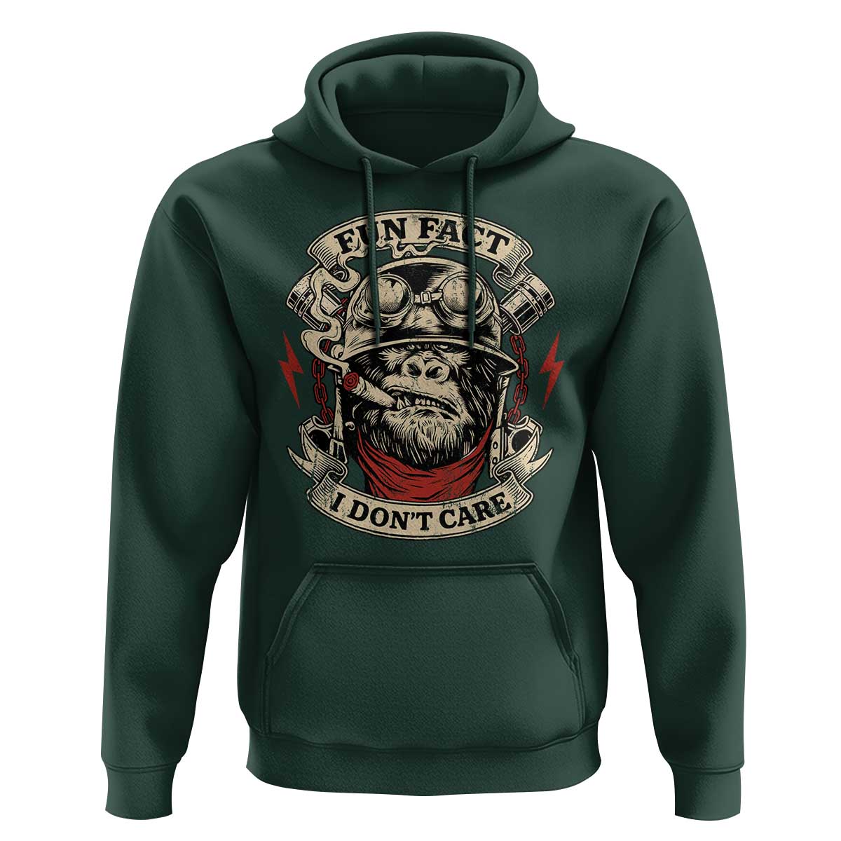 Fun Fact I Dont Care Hoodie Funny Smoking Gorilla Sarcastic - Wonder Print Shop