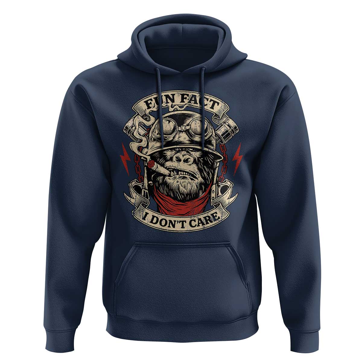 Fun Fact I Dont Care Hoodie Funny Smoking Gorilla Sarcastic - Wonder Print Shop