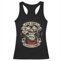 Fun Fact I Dont Care Racerback Tank Top Funny Smoking Gorilla Sarcastic - Wonder Print Shop